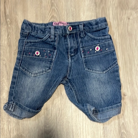 Denim Kids Shorts with Pink Accents - Picture 1 of 2